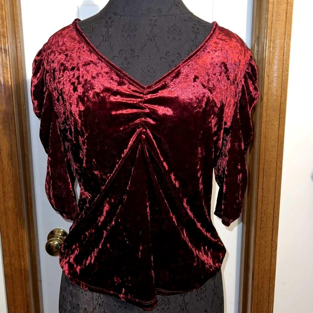 Mossimo Women’s Burgundy Velvet Top – Size L